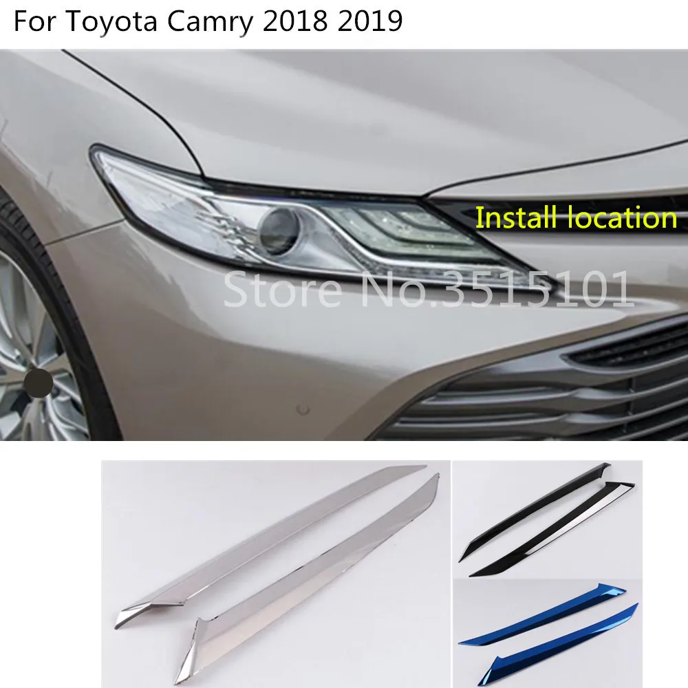 Автомобильный светильник на переднюю голову, лампа, детектор, рамка, палка, Стильный чехол, Накладка для бровей, 2 шт., для Toyota New Camry XV70