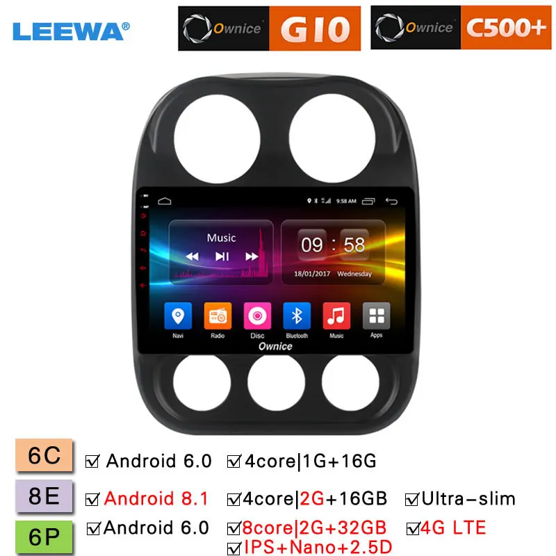 Cheap LEEWA 10.1"2.5D Nano IPS Screen Android 8.1 8-Core/DDR3 2G/32G/4G LTE Car Media Player With GPS/FM/AM For Jeep Compass 2010-2016 0