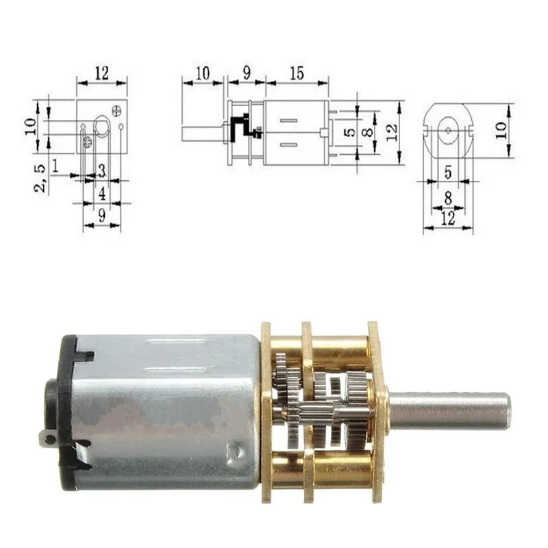 DC 12V 300RPM Mini Metal Gear Motor with Gearwheel N20 3mm Shaft Diameter Reduction Gear Motors