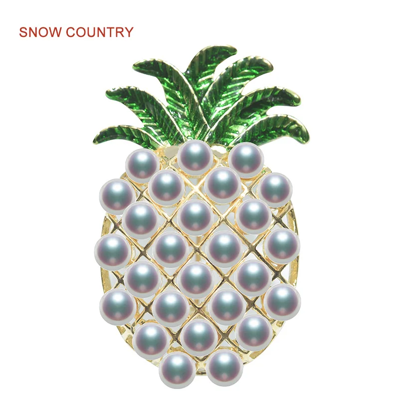 

SNOW COUNTRY AAA 4.5-5mm Button Shaped Natural Freshwater Pearl Pineapple Brooche Fashion Jewelry Gift for Women Free Shipping