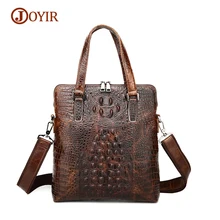 JOYIR Brand High Quality Genuine Leather Alligator Pattern Top-Handle Bags Designer Men Vintage Hard Handbag Business Briefcase