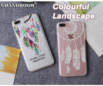 

100pcs Colourful Landscape Painted Case For iPhone XS Max XR X 8 7 6 6S Plus Transparent TPU Utra Thin Multi-type Flowers Cover