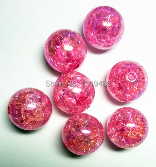 

(Choose size)12mm/16mm/20mm Hot pink color Acrylic clear AB Crack Beads, Colorful Chunky Beads for Necklace Jewelry