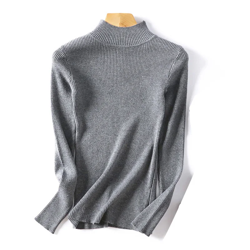 ShejoinSheenjoy Spring Autumn Women Pullovers Sweaters Fashion Slim Half Turtleneck Knitted Tops Women Elastic Casual Sweater (10)