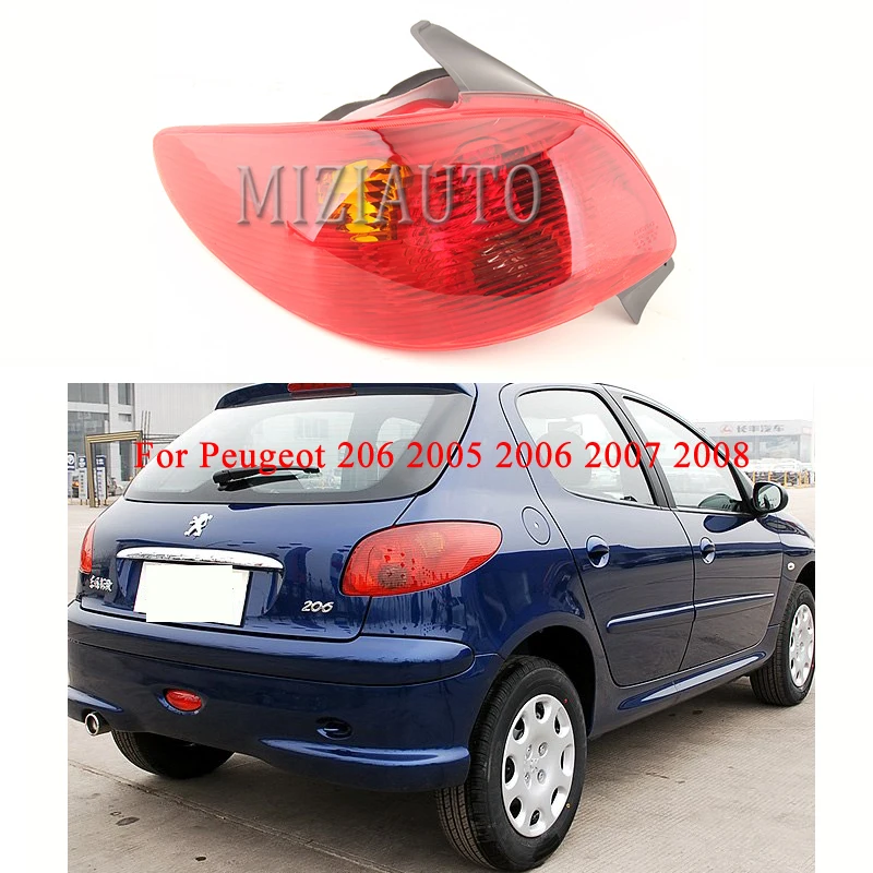 

MIZIAUTO 1PCS Rear Tail Light for Peugeot 206 2005 2006 2007 2008 Signal Lamp Cover Braking Light Cover Warning Stop Car Styling
