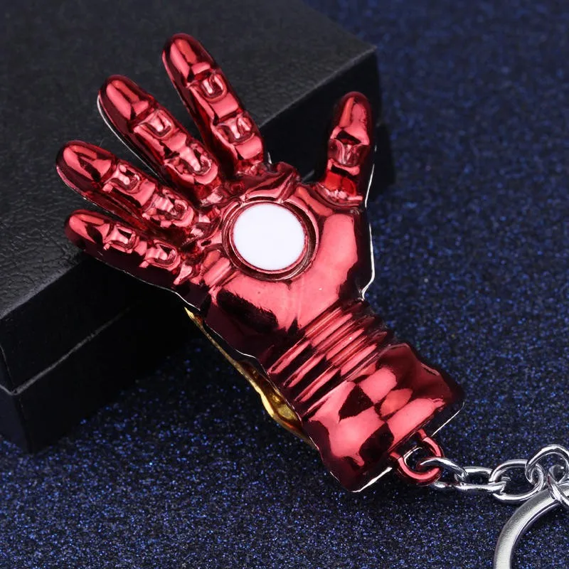 

New Arrival Super Hero The Avengers Iron Man Hand Keychain Metal Key Chain 3 Color Light Alloy Key Ring Chain Statement Jewelry