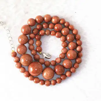 

Natural gold-color sandstone 6-14mm hot round loose beads diy necklace 18"B614