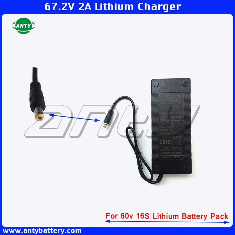 

67.2V 2A Li-ion Charger 60V Power Adapter Input 100-240V For eBike Lithium Battery 60v DHL Free shipping