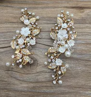 Жемчужный цветок заколки ручной работы; Заколка для волос для невесты венец тиара свадебный стиль ювелирных изделий - изображение