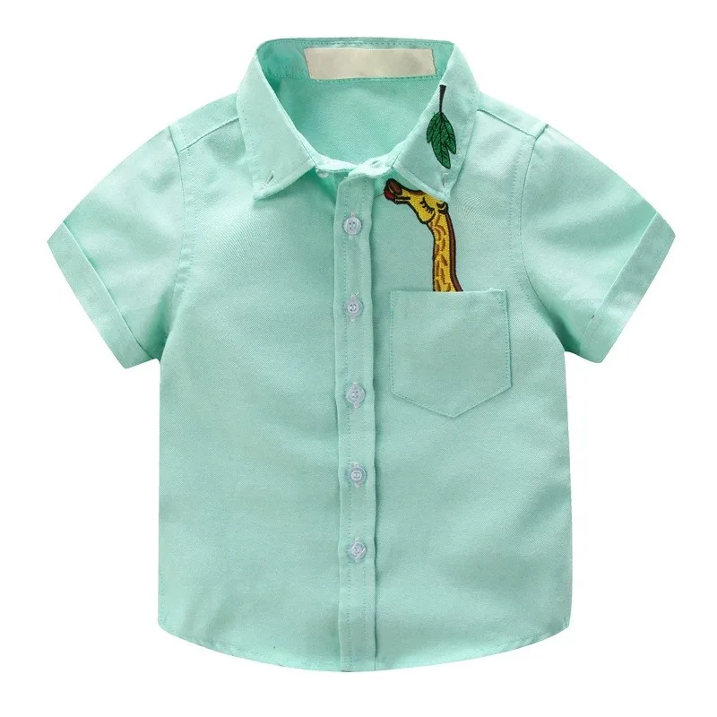 Детские рубашки для мальчиков; летняя детская рубашка для маленьких мальчиков; футболки с короткими рукавами; детская одежда с принтом; Одежда для мальчиков - Цвет: Зеленый