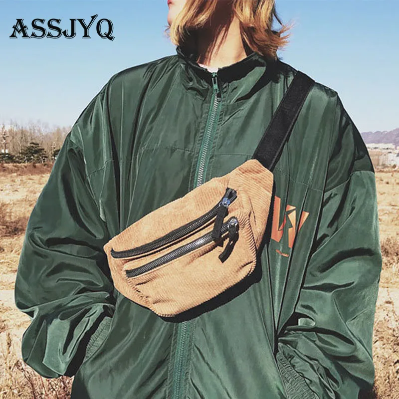 

2019 Women Men Corduroy Waist Bag Ladies Designer Canvas Fanny Pack Fashion Street Money Phone Chest Banana Bag Bum Belt Bags