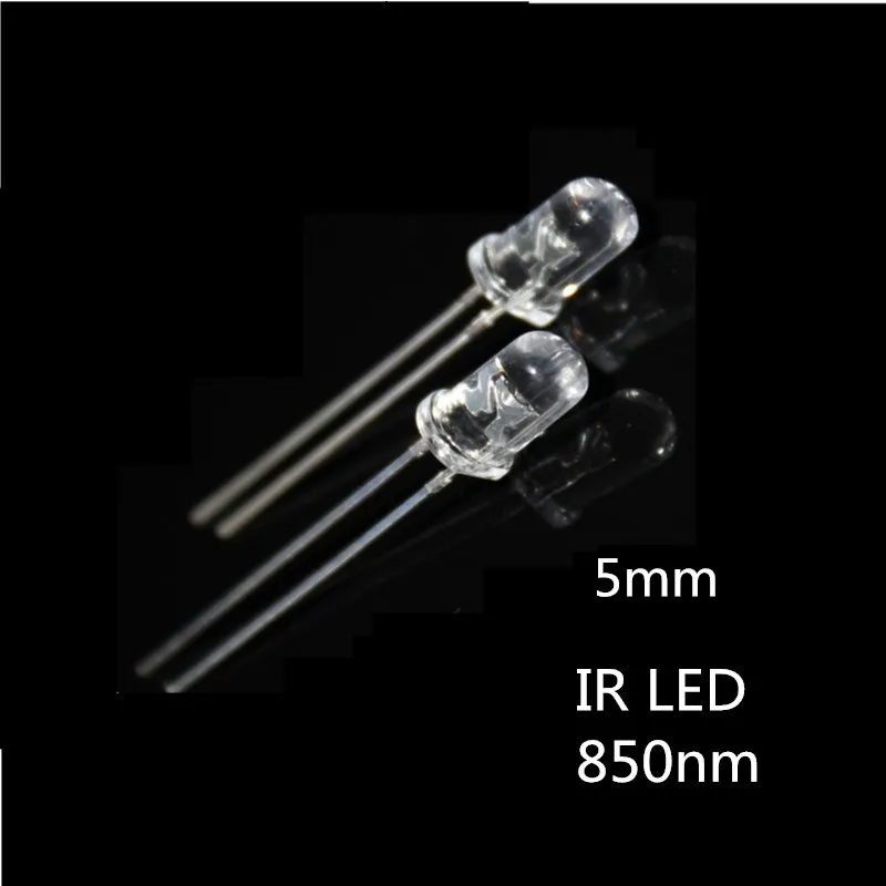100pcs 5mm 850nm Infrared IR LED Diode Transparent Light Emitting Diode