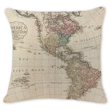 Дизайн, подушка, Европейская Карта мира, наволочка для дивана, большая, хлопок, лен, домашний декор, наволочки