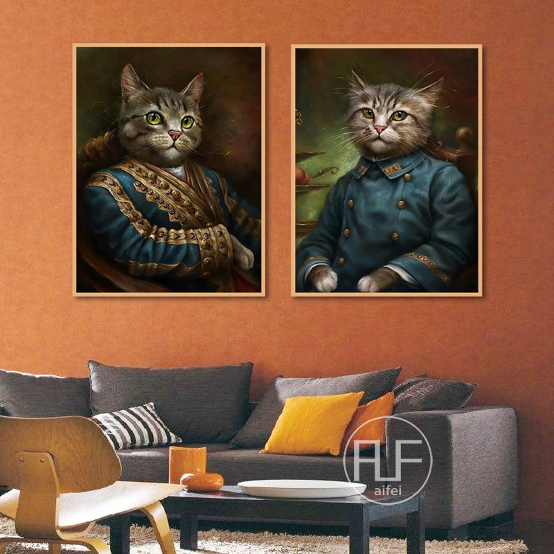 

Nordic Retro Poster Cardinal Cat Canvas Painting Animals Art Wall Pictures Foir Living Room Modern Home Decoration No Frame