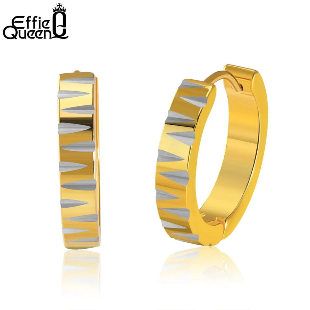 

Effie Queen 2019 New Women Hoop Earrings Stainless Steel Gold_color Female Earring Wholesale Jewelry Gift DGTE62
