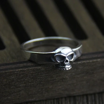 

Wholesale 925 Sterling Silver Gothic Skeleton Skull Biker Rocker Ring for Men Women Size 4.25~8.5 A3603