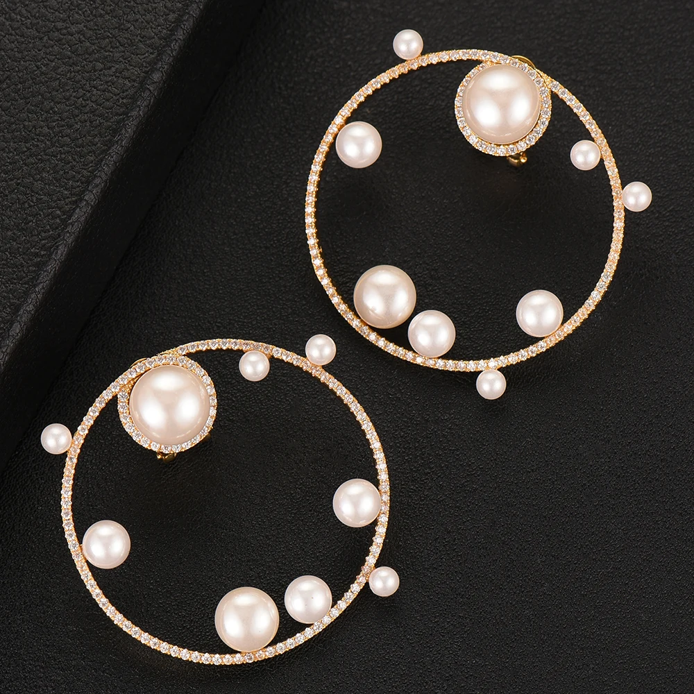 GODKI модный роскошный бренд искусственный жемчуг серьги-гвоздики серьги для женщин Свадебные кубический циркон CZ Дубай Свадебные серьги богемные Горячие