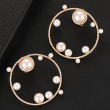 GODKI модный роскошный бренд искусственный жемчуг серьги-гвоздики серьги для женщин Свадебные кубический циркон CZ Дубай Свадебные серьги богемные Горячие