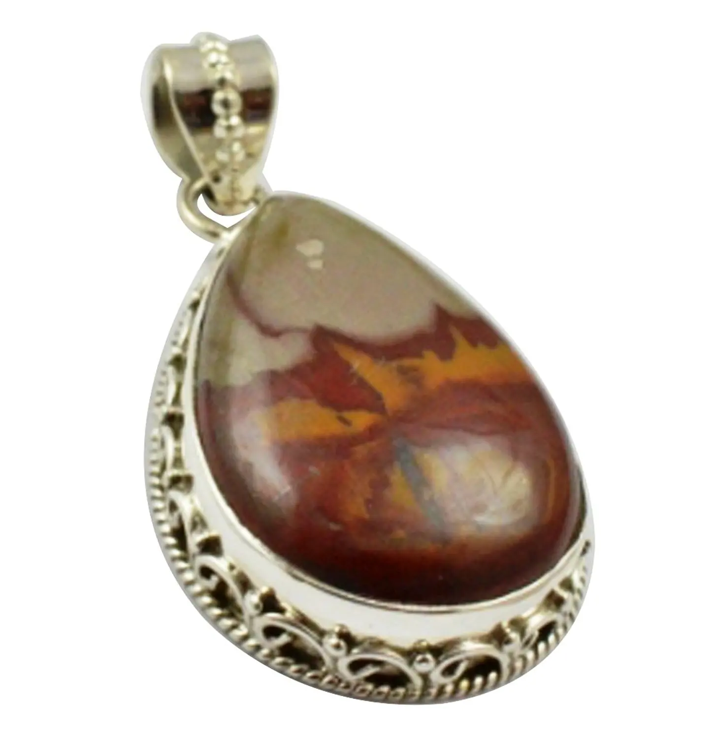 

Lovegem Nature Coffee Bean Jasper Pendant 925 Sterling Silver , 41.7 mm, MHBAP4521