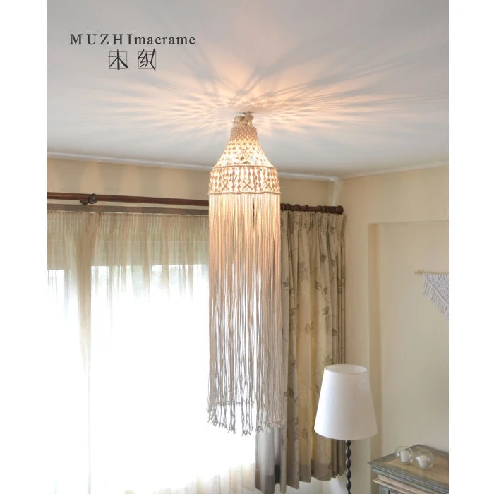 

CreativeTapestry Handmade Macrame Restaurant Bedroom LOFT Chandelier Lampshade Ropes B&B Model Room Air Hanging Ornaments