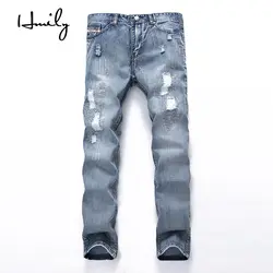 HMILY весна лето обтягивающие джинсы мужские байкерские джинсы стрейч джинсовые брюки мужские s джинсы Slim Fit светло-голубые брюки для мужчин