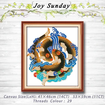 

The Eight Auspicious Symbols fish decor painting 14CT 11CT counted cross stitch kits embroidery set Needlework Set Home decor