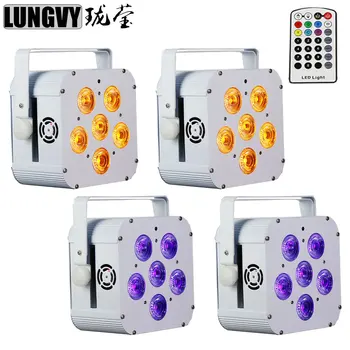 

Free Shipping 4pcs/Lot 6x18w 6in1 Wireless Battery Power LED Par Light Uplight Wireless DMX Par Light