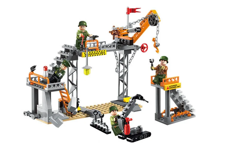 Обучающий строительный блок, военный фактор, 4 фигурки, 396 шт, Обучающие кубики, игрушка мальчик-без коробки