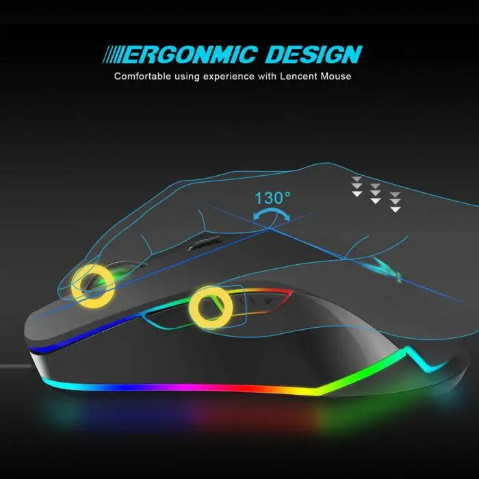 Игровая Проводная usb-мышь 6 кнопок 4800 dpi светодиодный подсветка оптическая настольная мышь для геймера GT66