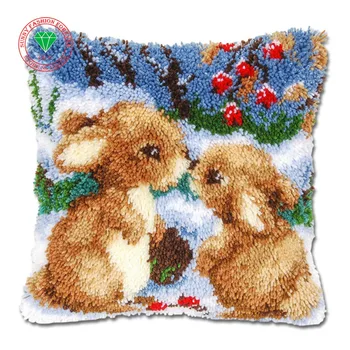 

rabbit pillow cushion decor carpet Latch hook rug kits Pillowcase home pillow carpet crochet hooks yarn hook rug cushion mat