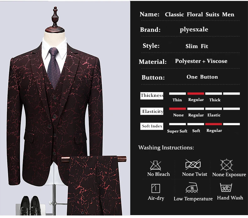 Plyesxale мужской костюм 2018 Новое поступление элегантные Нарядные Костюмы для свадьбы для Для мужчин новейшие дизайнерские бордовый Slim Fit 3