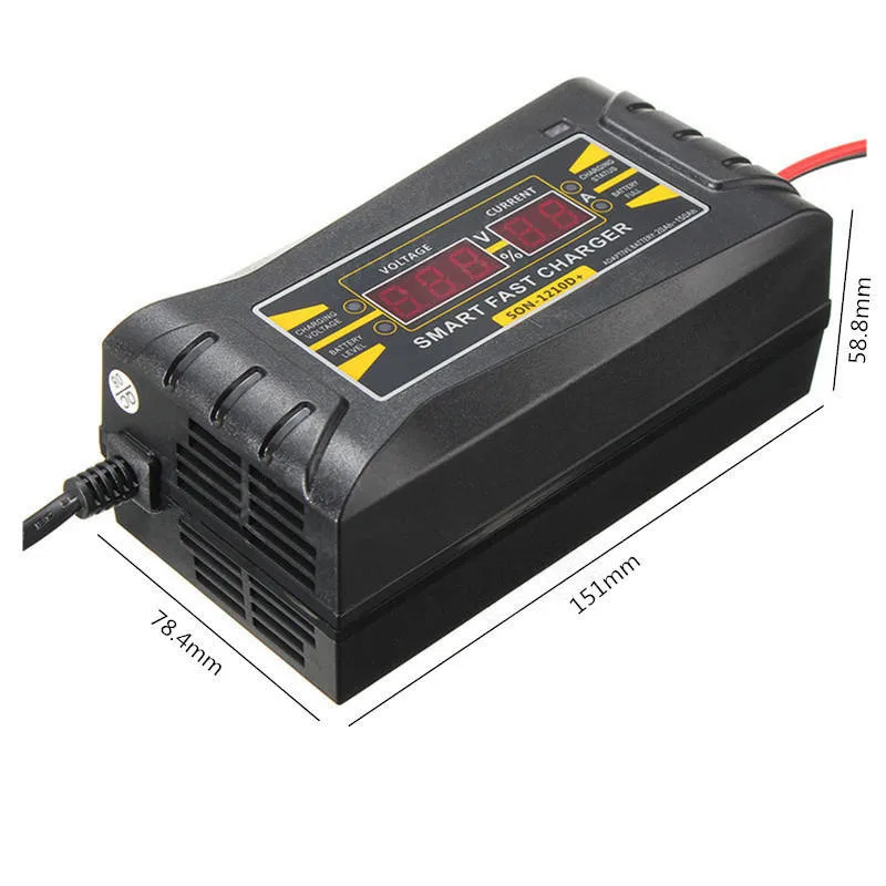 Intelligent Car Battery Charger 12v 10A 20-150AH Automatic Smart Fast Battery Charger LCD Display Souer Charger for Car Battery