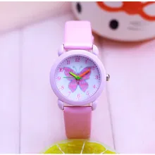 Dropshipping Fashion Leather Quartz butterfly kids cartoon lady WristWatch clock student Watches Horlog Relogio Feminino Montres