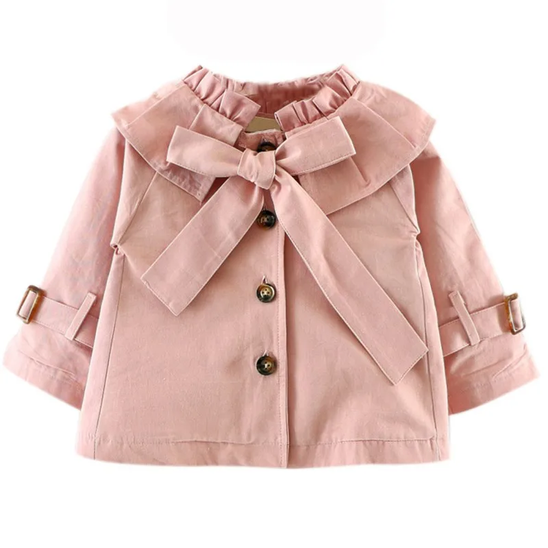 

Autumn Baby Girls Jacket Long Sleeve Turn-down Collar Princess Bow Coat Children Kids Outerwear