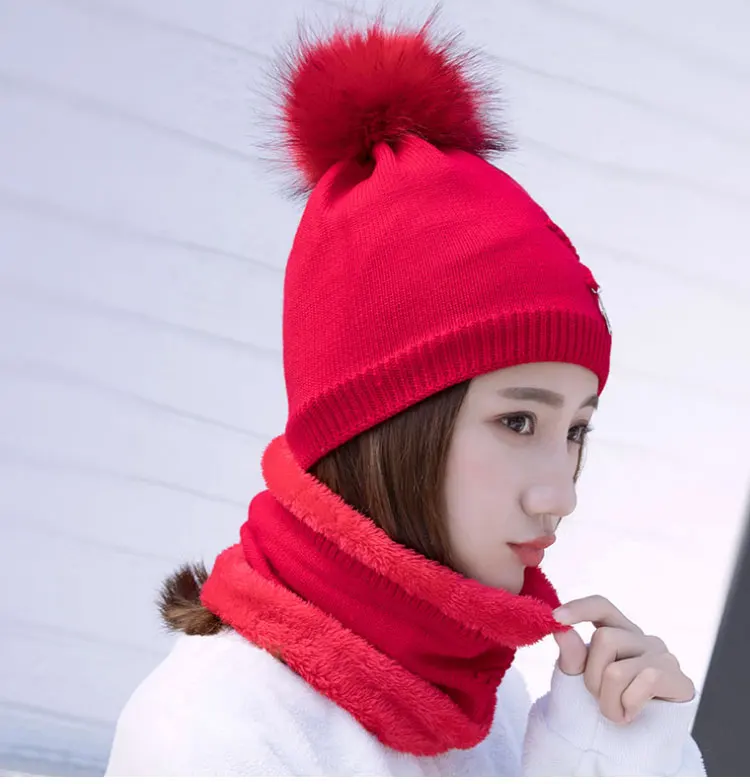  winter hat pompom hat beanie winter hats for women winter cap with scarf gorros mujer invierno winter set hat scarf (4)