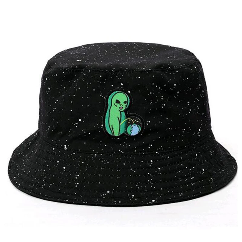 2017 Two Side Reversible Alien Bucket Hat Unisex Fashion Bob Caps Hip