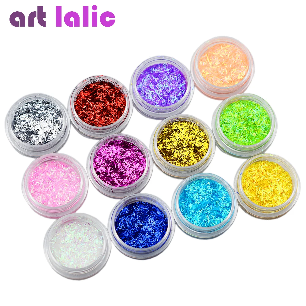 

12Pcs Fashion Colorful Sparkly Sequin Confetti Glitter Acrylic UV Gel Polish 3D Thin Sticker Nail Art Decorations Accessories
