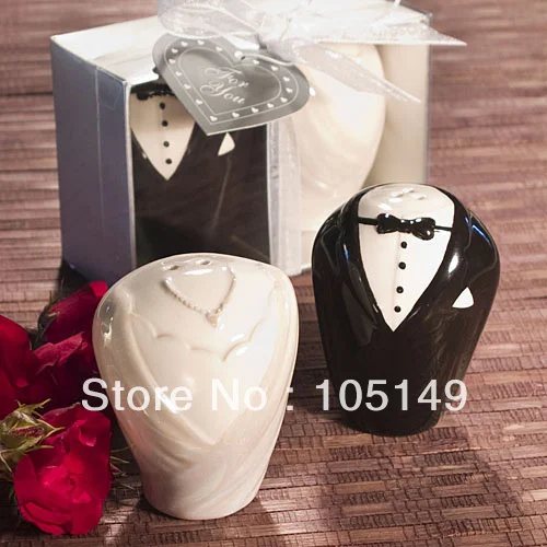 

100Pcs/Lot(50Sets) Classic Wedding Gift for Guests Bride and Groom Salt and Pepper Shakers wedding souvenirs and Party Favors