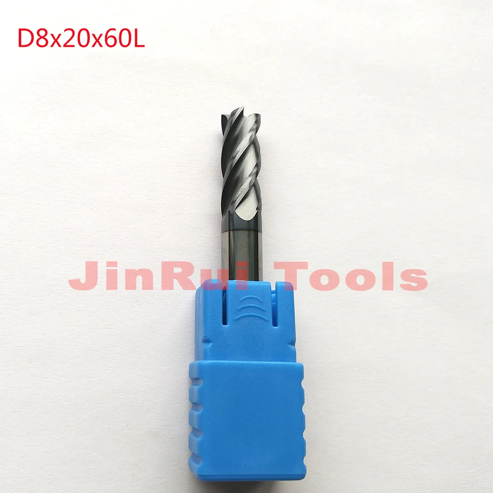

1pc D8*20*60 4 Flutes HRC60 Flat Square Solide Carbide End Mills CNC router bit milling cutter Tools knife fresa