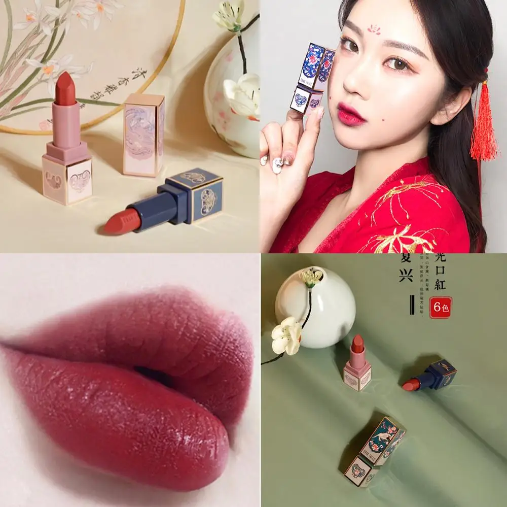 

New Brand Chinese style Matte Lip Gloss Lip Liner Pencil Professional Lipstick Non-Stick Cup Waterproof Lipstick Nude Lip Stick
