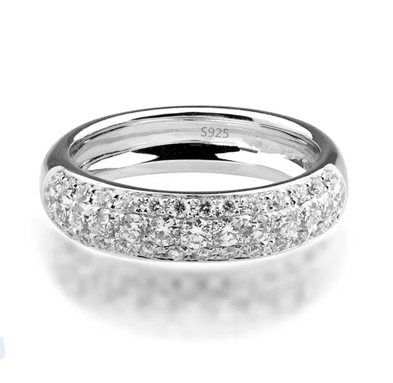 Высокое Качество, Модные 925 Пробы Кольца серебряного цвета для мужчин, кубический циркон, кристалл, свадебное кольцо на палец для женщин, бижутерия