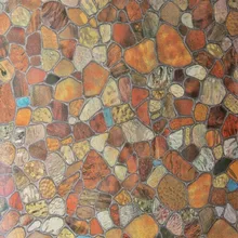 Витражное окно из коричневого камня, виниловая пленка для домашнего декора, самоклеящаяся декоративная оконная крышка 90*100 см