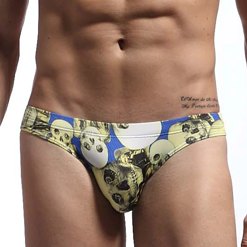 Bikini Swimwear Summer Man Swim Briefs Cool Skulls Print Men Pools