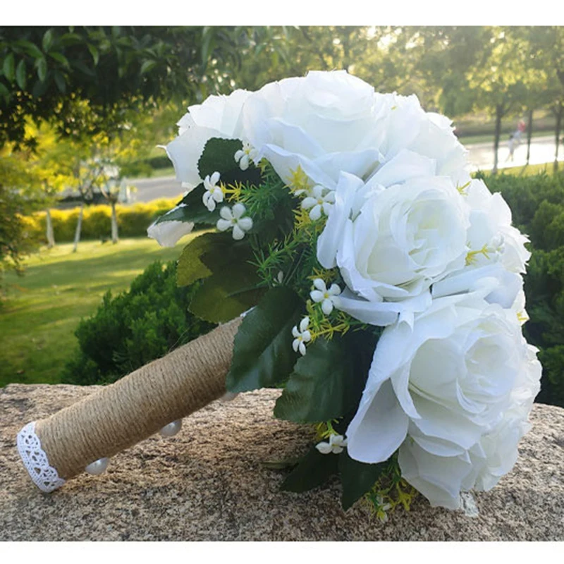 Свадебный букет, полиэстер, букет невесты из роз, красота, пена, розы, свадебные цветы, искусственные аксессуары для подружек невесты