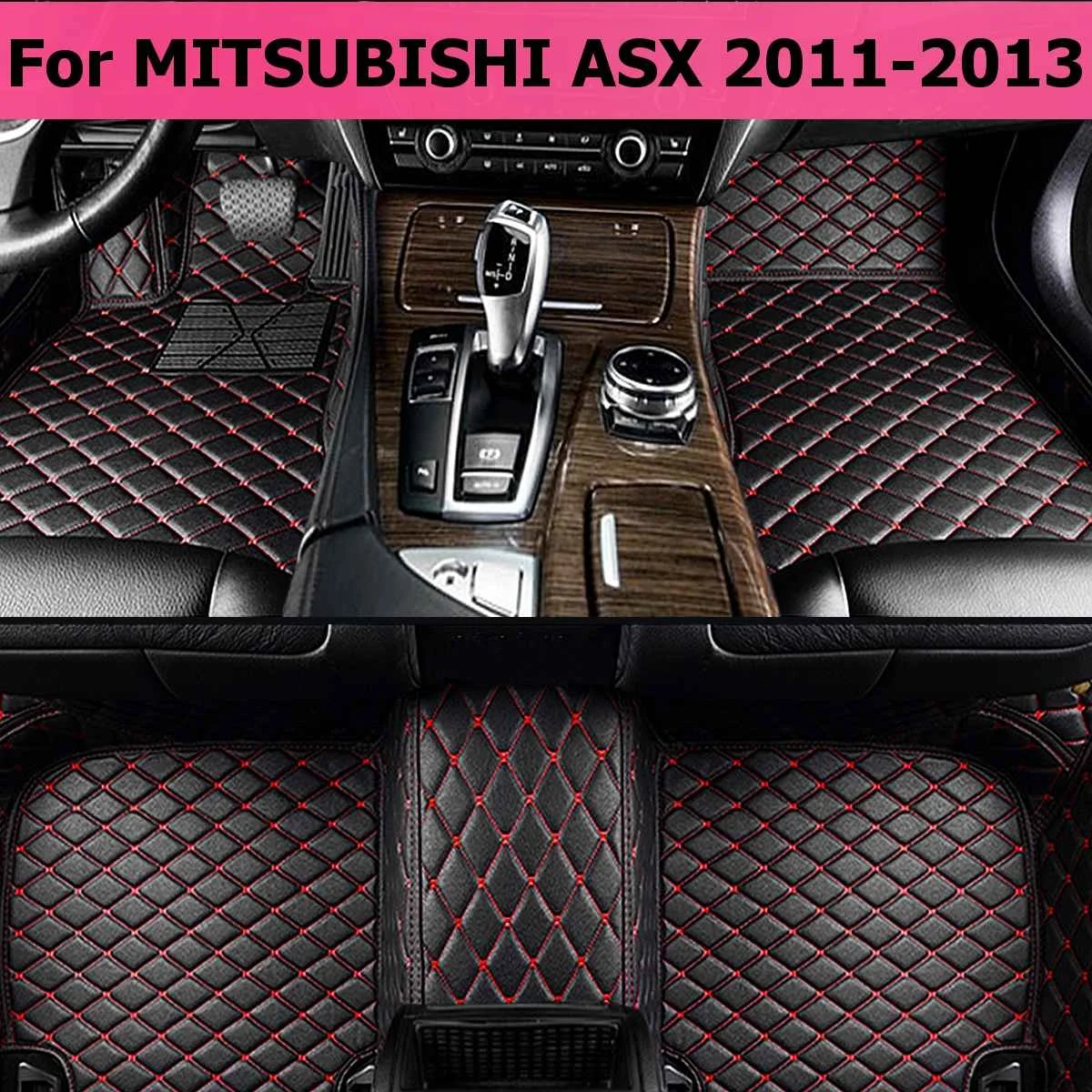 Автомобильные водонепроницаемые коврики для Mitsubishi Outlander Pajero Sport Asx 2011 2012 2013 автомобильные аксессуары коврик для ног - Название цвета: Asx Black Red