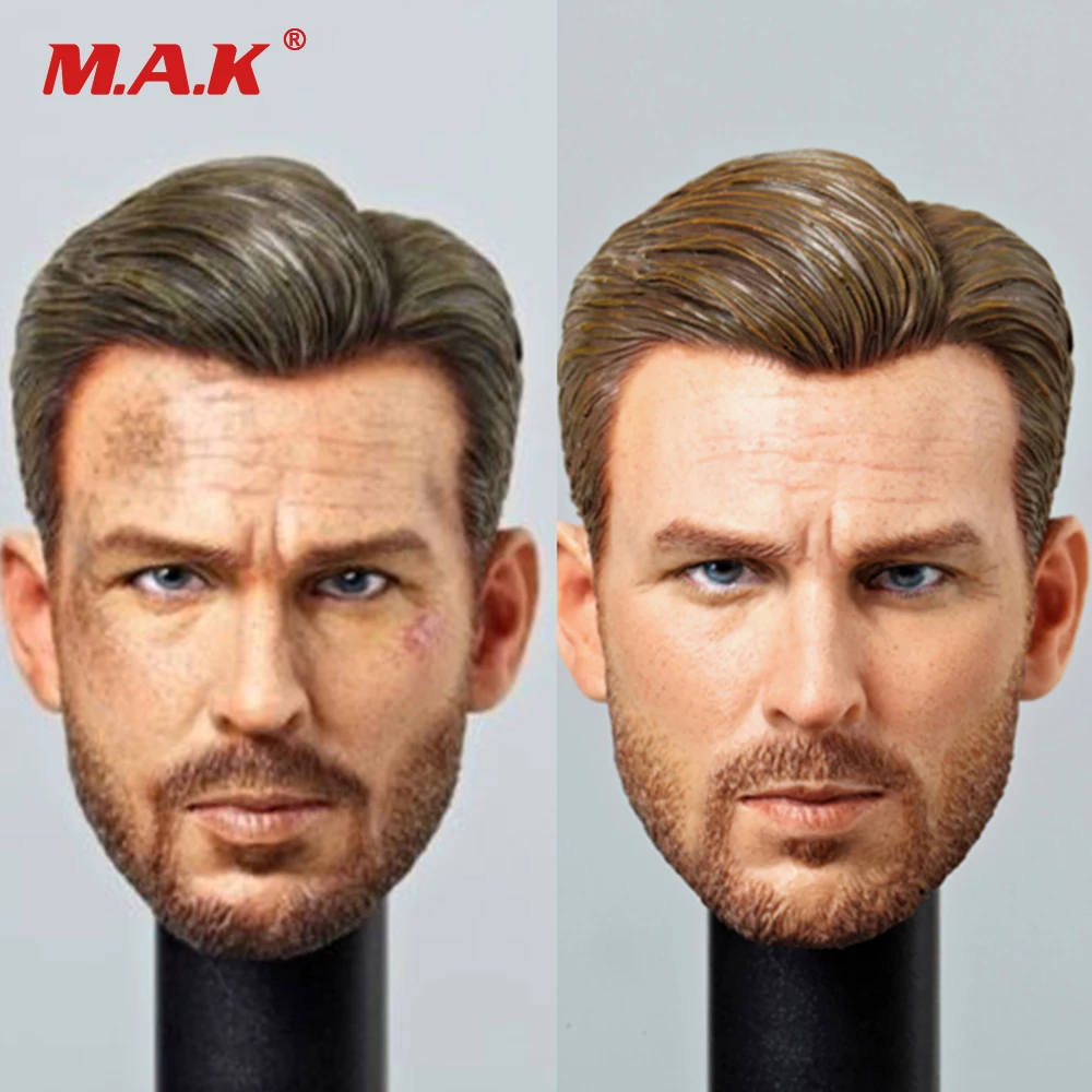 

1:6 Scale European Male Figure Head Sculpt Steve Rogers Wound Ver. and Normal Version 1/6th Captain America Head Carving