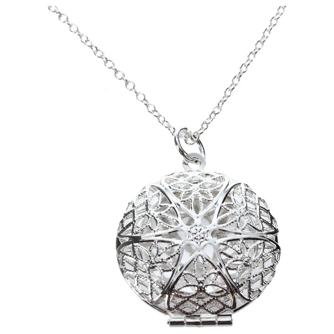 Womens Silver Hollow Flower Photo Frame Charms Pendant Chain Necklace font b Jewelry b font