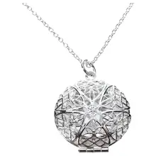 Womens Silver Hollow Flower Photo Frame Charms Pendant Chain Necklace Jewelry