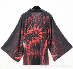 Аниме Токио вурдалак Kaneki Кен сороконожка летние тонкие аниме маска шифоновая юбка Косплэй японский халат Плащ кимоно