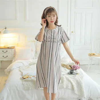

cotton striped maternity pijamas summer short sleeve pregnant women postpartum nightgown womens loungewear breastfeeding dress